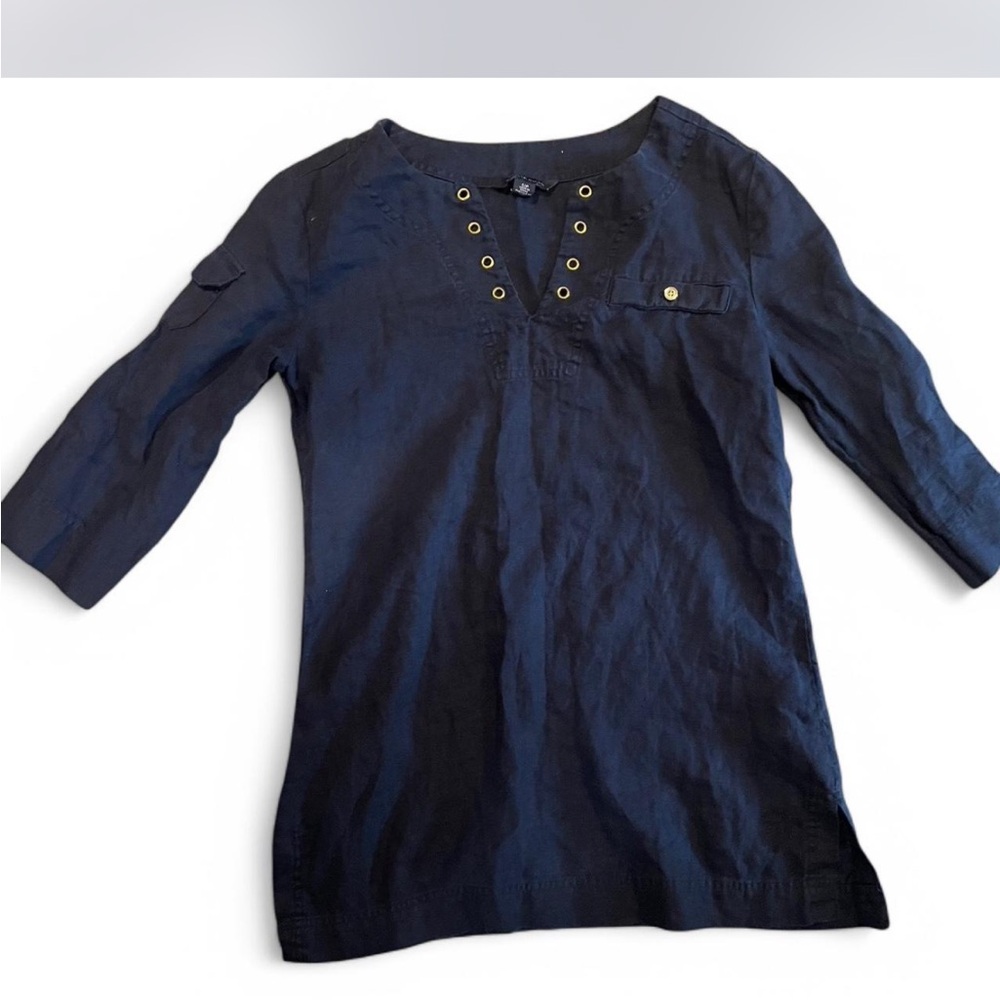 Tommy Hilfiger Navy Blue Linen Shirt in size S